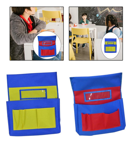 2 X 6 Bolsillos Para Silla Escolar Con Ranura Para Placa De