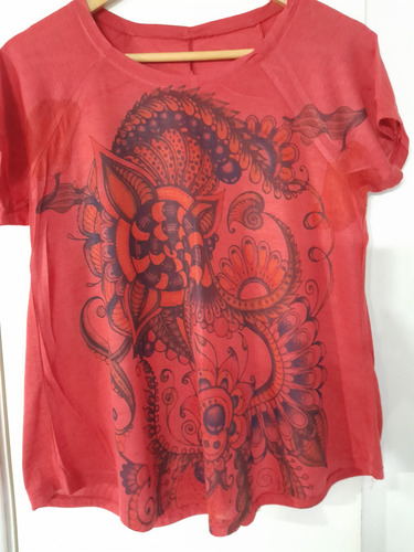 Remera Mujer Estampada Coral Evase T L