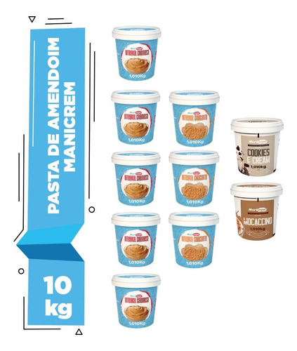 Kit 10x Pasta De Amendoim Manicrem 1kg