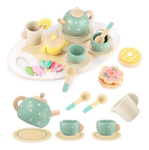 Juego De Tazas De Té De Madera Para Niños Set 15 Piezas Rz.