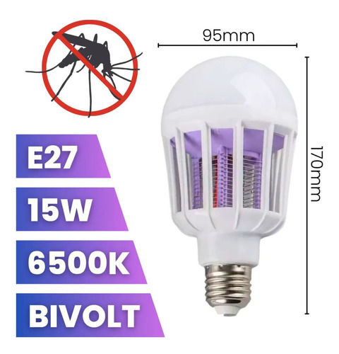 Armadilha Mata Mosquito Pernilongo Bulbo Luminaria Led