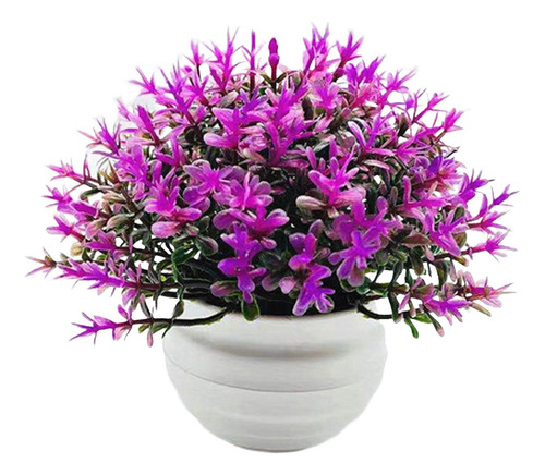 5 Adorno En Maceta De Flores Falsas, Bonsái De Rojo Violeta