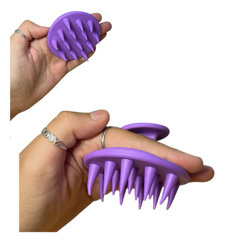 Cepillo Masajeador Capilar Exfoliante De Silicona Para Baño Color Violeta