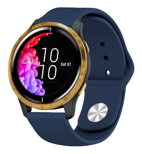 Correa Deportiva Lisa Premium Para Garmin Venu Gps Azul Oscuro Ml