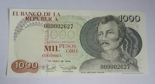 Billete De 1000 Pesos Galan, Año 1979, Estado 8, No 2627