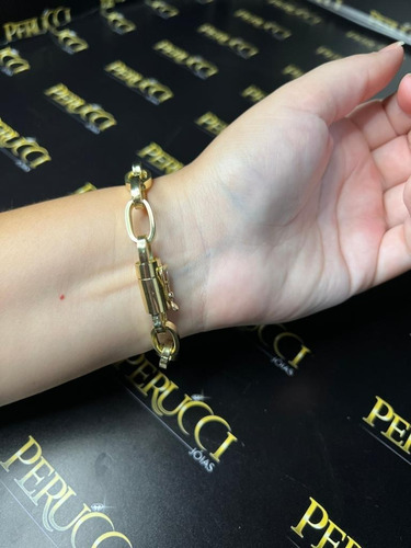 Pulseira Baguete 20 Gramas 9mm Ouro 18k 750 Comprimento 21 Cm