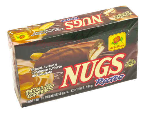 Nugs Recreo Nougat Chocolate Caramelo Cacahuate 560 G