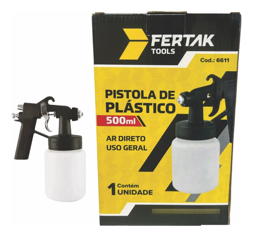 Pistola Revolver Pintura  Ar Direto Copo Plástico 500ml