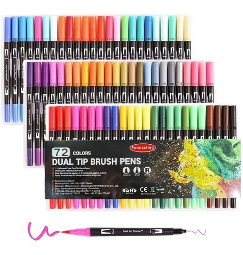 Plumones Dual Brush Pens Doble Punta 72 Colores Vibrantes 