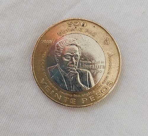 Moneda De 20 Pesos Premio Nobel De Literatura Octavio Paz