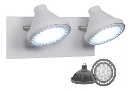 Imagen 4 de 9 de Aplique Spot Movil 2 Luces Blanco Negro Ar111 + Led Hot Sale