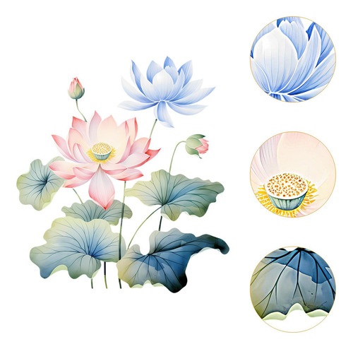 3 Adesivo De Parede De Lótus, Decoração De Parede Estilo