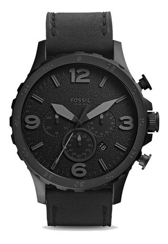Reloj Fossil Jr1354 Caballero Negro Pulso Cuero 100%original