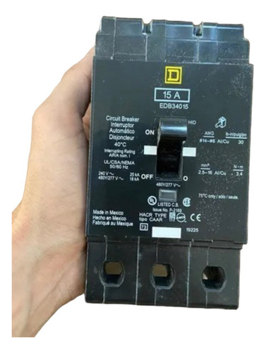 Interruptor Square D 3x15a Edb34015 Para Tablero Nf