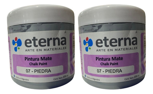 Pack 2 Unidades Pintura A La Tiza Chalk Eterna 200 Ml Color Piedra