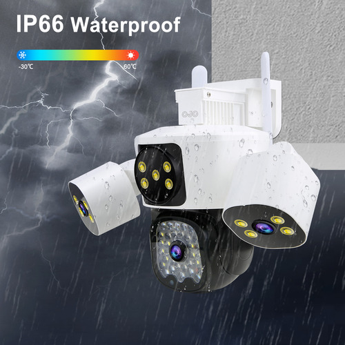 12MP Ojo® Cámaras De Seguridad Tres Lentes Tres Pantalla Ptz 1440p Con Función De Alarma Rotación Ajustable Del Brazo