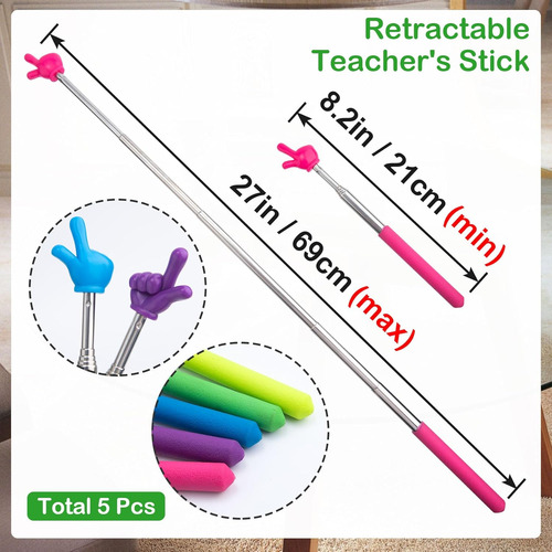 Punteros De Mano Retráctiles, 5 Colores, 5 Unidades