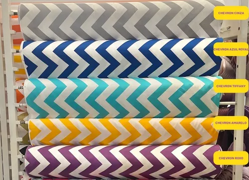 Tecido Jacquard Estampado Chevron Azul Bebê - 2,80m de Altura