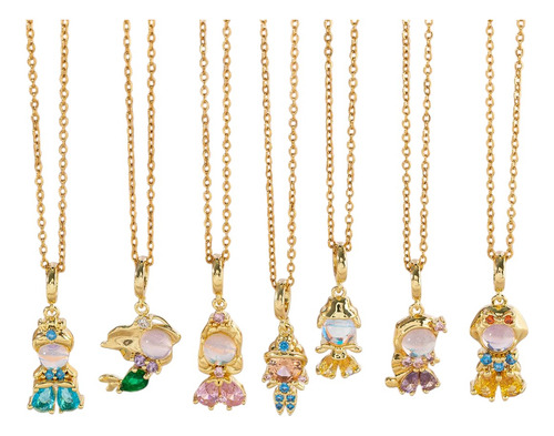 Collar Dije Princesas Colgante Blancanieves Sirenita Bella Celeste Cenicienta