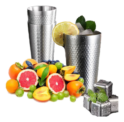 Juego 6 Vasos Copas De Vidrio Para Martini Coctel Beber Plateado