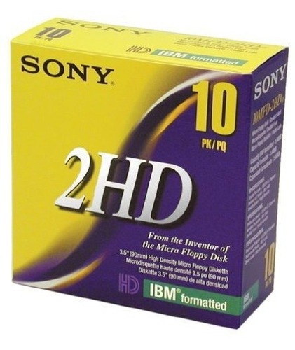Sony 10mfd2hdlf 2hd Disquetes Con Formato Ibm De 3,5 Pulgada