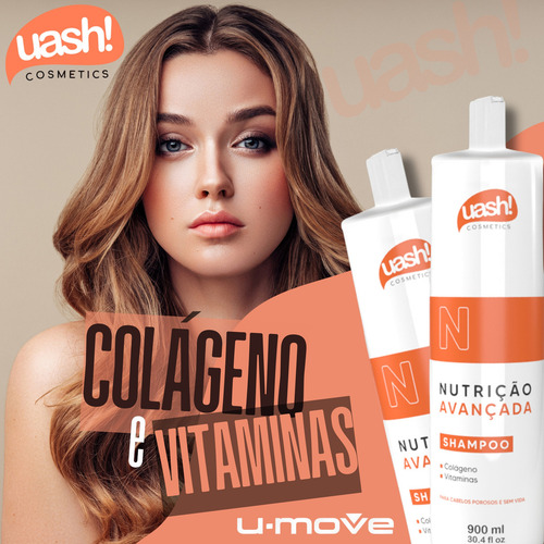 Shampoo Uash Nutrição Avançada 900ml Colageno E Vitaminas
