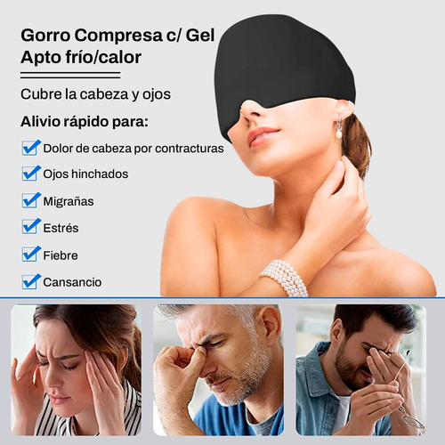 Gorro Gel Alivio Dolores Molestia Cabeza Compresa Frio Calor