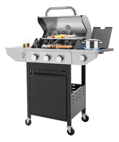 Unovivy 3-burner Propane Gas Bbq Grill With Side Burner