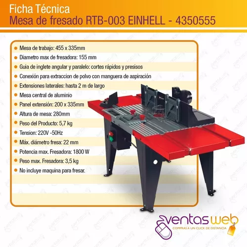 Combo Mesa Banco Einhell Rtb + Fresadora Router Tupi Skil