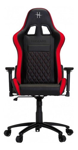Silla de escritorio HH Gears XL-500 gamer ergonómica  negra y roja con tapizado de cuero sintético