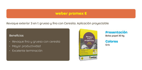 Weber 3 En 1 Promex E Revoque Proyectable Entrega Inmediata