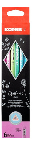 Lápiz Grafito Triangular Kores 6 Piezas 2hb