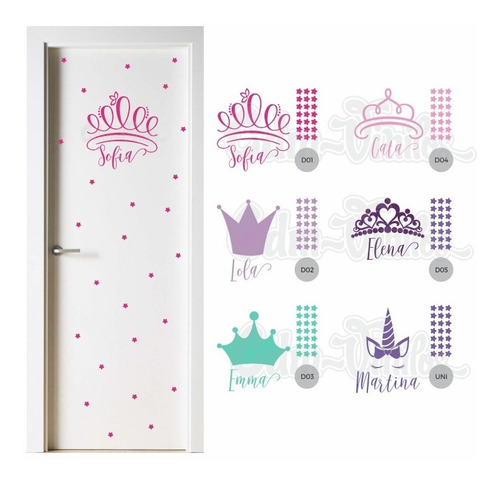 Vinilos Decorativos Infantiles Puerta Corona Nenas Princesas