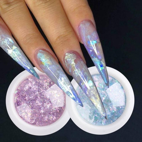 Kit 6 Gliter Flake Decoração De Unhas Encapsular E Maquiagem Cor Glitter Flake