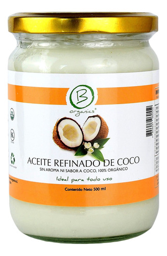 Aceite De Coco Refinado 100% Orgánico 500ml