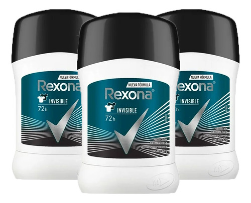 Desodorante Rexona Invisible Barra X3 Unid