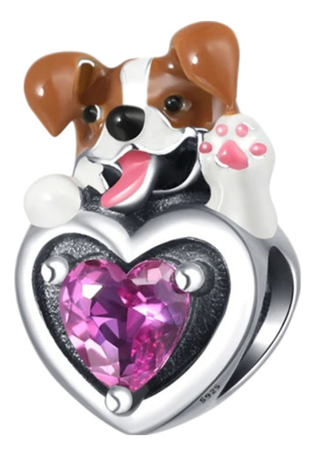 Charm Abrazo De Perrito Corazón Mascota Plata De Ley 0.925 