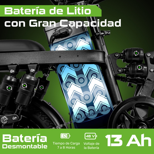 Bicicleta E-be Electrica Plegable E-flex Pro 750w 35km/h Color Negro