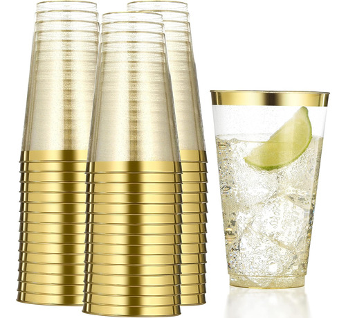 100 Vasos De Plástico Dorados De 16 Oz, Vasos De Plástico Co