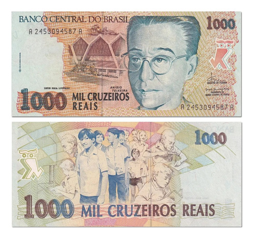 Antiga Cédula Colecionavel 1000 Cruzeiros Reais (Usado)