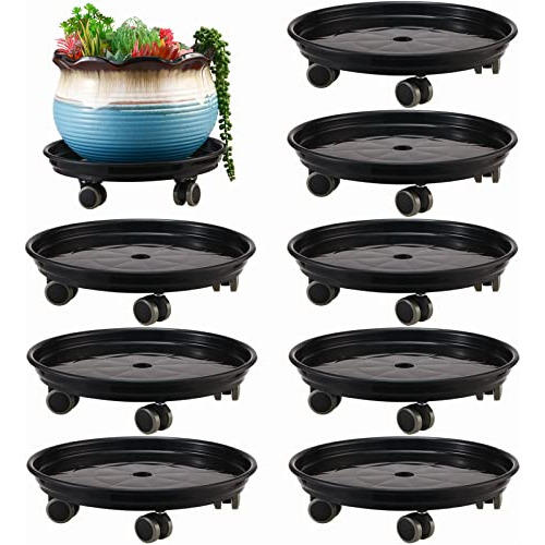 8-pack Plastic Plant Caddy With Pu Wheels 12  Heavy-dut...