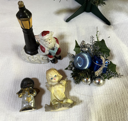 Adornos Navideños Cerámica Papá Noel + Angelitos, Precio C/u Rojo Papá Noel Angelitos (Usado)