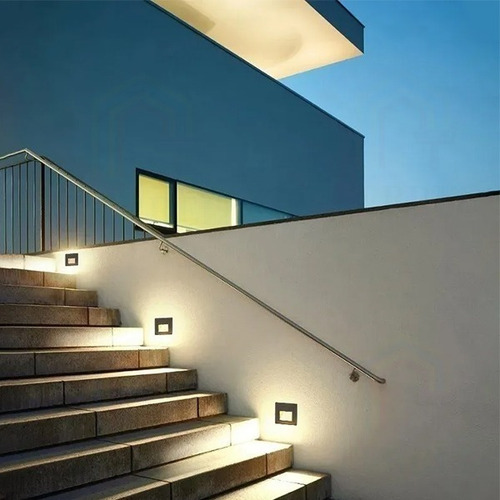 Lampara Led Escalera Pared Cortesía Empotrable Foco 1.5w Color negro +luz Cálida