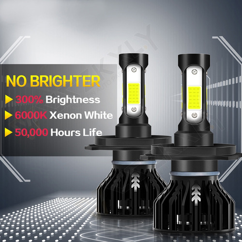 Un Par De Faros Delanteros H4 9003, Led De 4 Lados, 24000 Lú