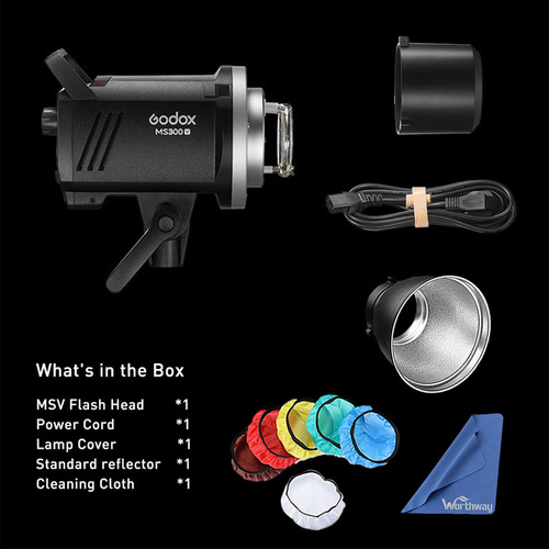 Flash Estroboscópico De Estúdio Godox Ms300v Ms300-v 300w Gn