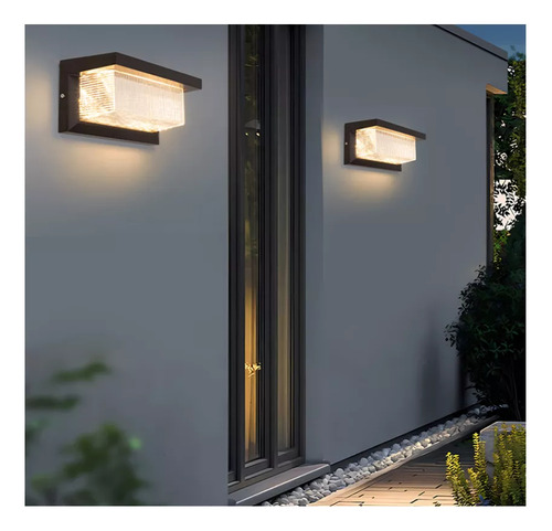 Aplique De Pared Exterior Impermeable Moderno Con Cristal