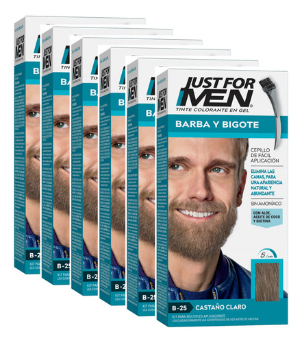 Kit X6 Tintura Gel Hombre Barba Bigote Just For Men Vs Tonos