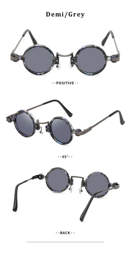 Gafas De Sol Lentes Vintage Steampunk Classy Y Redondos Steampunk Gris Azulado Azul Oscuro Azul Acero Azul Acero