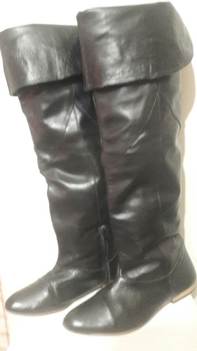 Botas Bucaneras De Cuero Negro 39
