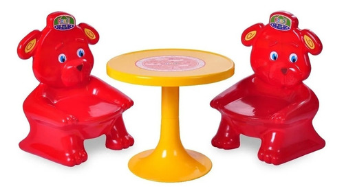 Juego De Mesa Plastico Para Niños Rondi 2 Sillas Osito 